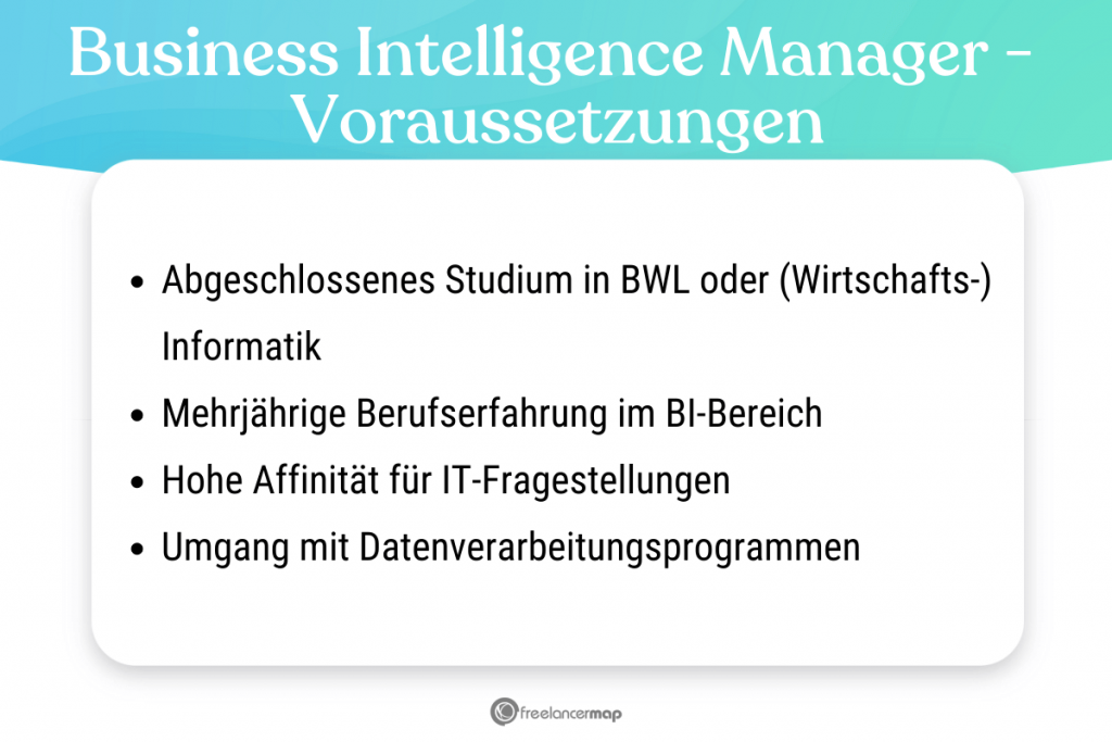 Voraussetzungen, die für den Business Intelligence Manager gelten 