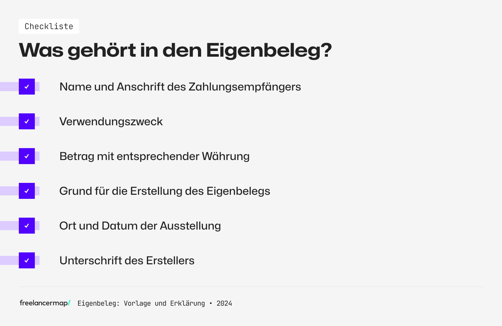 Eigenbeleg enthält zum Beispiel Verwendungszweck und Grund für die Ausstellung