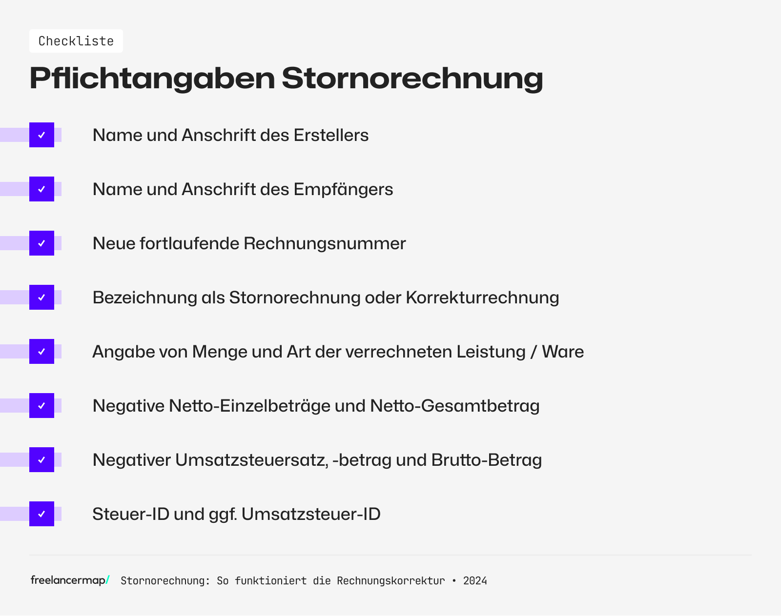 Pflichtangaben Stornorechnung