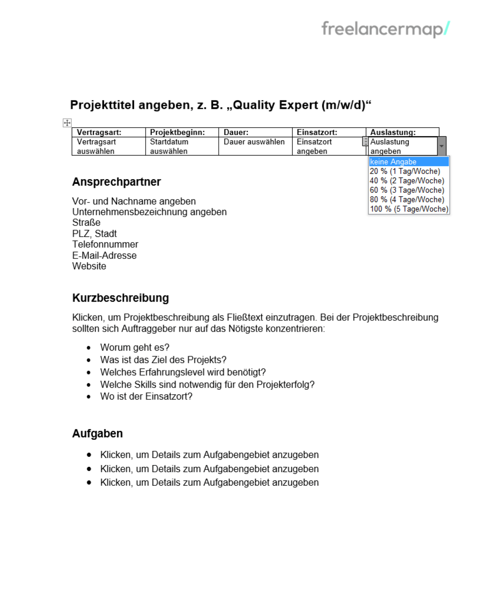 Projektbeschreibung Vorlage Word-Download
