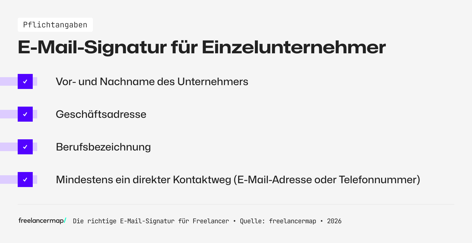 Diese Pflichtangaben gehören in eine E-Mail-Signatur von Einzelunternehmer