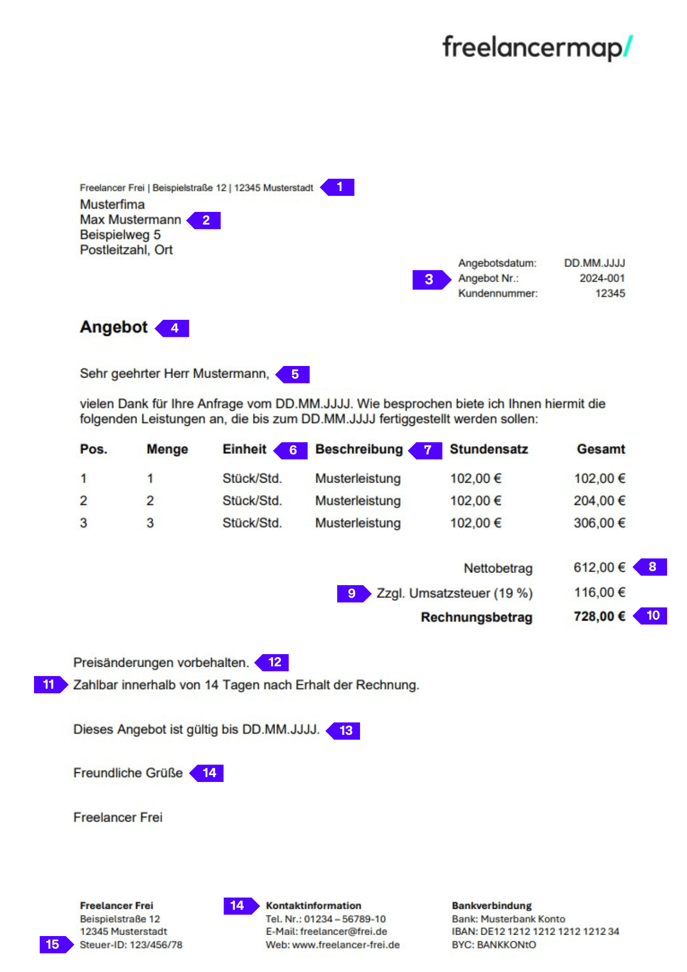 Muster Angebot erstellen Vorlage