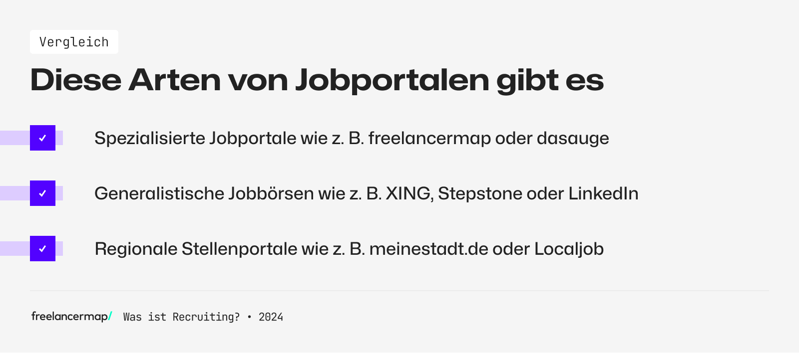 Vier Arten von Jobportalen
1. Spezialisiert
2. Generalistisch
3. Regional
4. Jobsuchmaschine