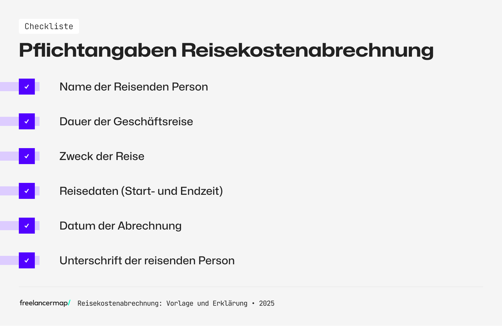 Checkliste: Pflichtangaben einer Reisekostenabrechnung für Freelancer