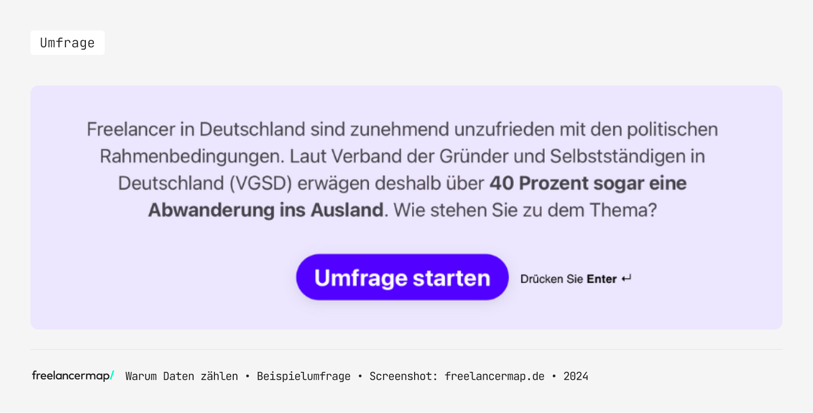 Beispiel einer Umfrage von freelancermap